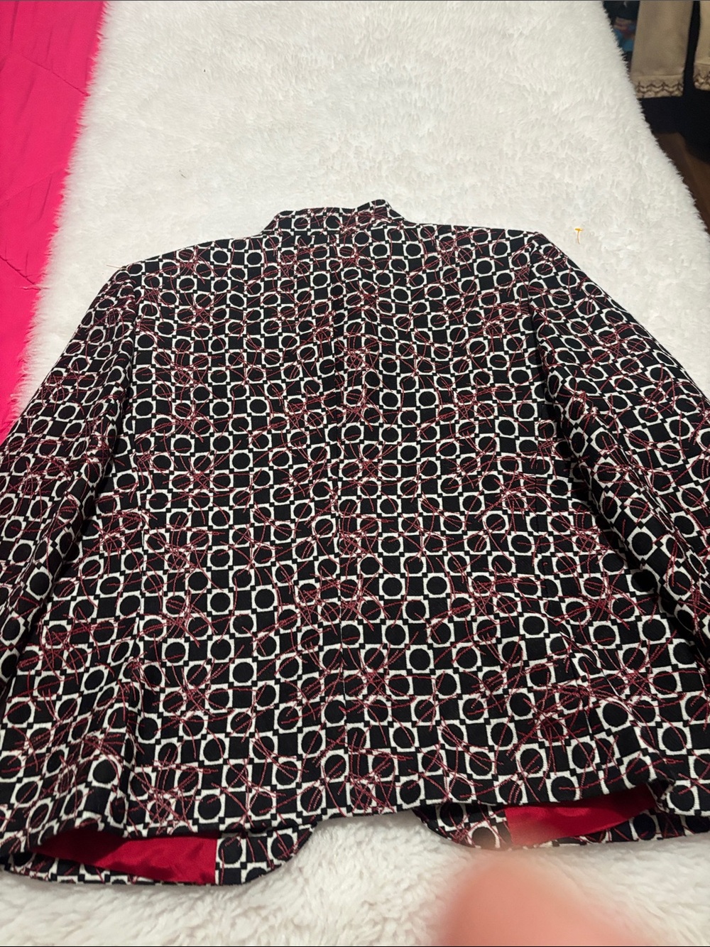 Austin Reed Black, Red & White Geometric Button-Down Shirt - Picture 7 of 9